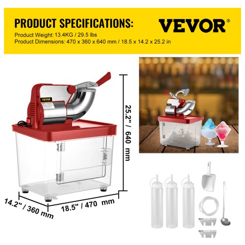 110V Commercial Ice Crusher 440LBSH ETL Approved 300W Electric Snow Cone