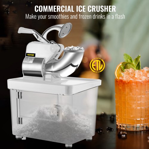 110V Commercial Ice Crusher 440LBSH ETL Approved 300W Electric Snow Cone