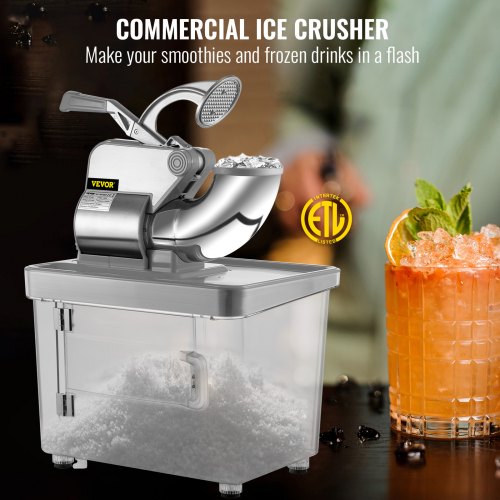 110V Commercial Ice Crusher 440LBSH ETL Approved 300W Electric Snow Cone