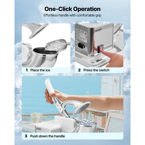 Commercial Ice Crusher 661LBSH 350W Electric Snow Cone Machine with 4