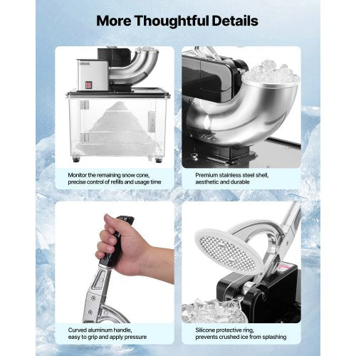 Commercial Ice Crusher 661LBSH 350W Electric Snow Cone Machine with 4 2