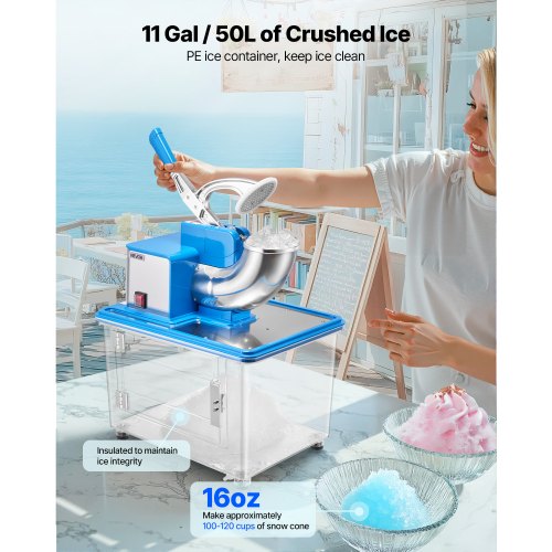 Commercial Ice Crusher 661LBSH 350W Electric Snow Cone Machine with 4 3