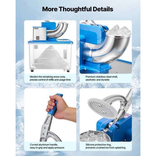 Commercial Ice Crusher 661LBSH 350W Electric Snow Cone Machine with 4 3