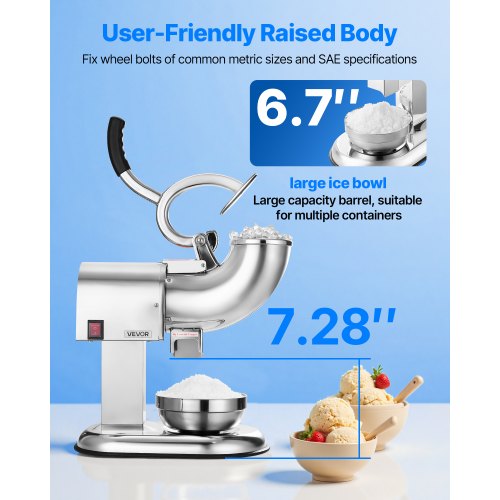 Ice Crusher Machine 440lbs Per Hour Electric 4 Blades Snow Cone Maker All