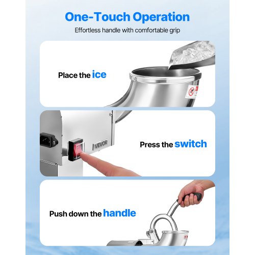 Ice Crusher Machine 440lbs Per Hour Electric 4 Blades Snow Cone Maker All