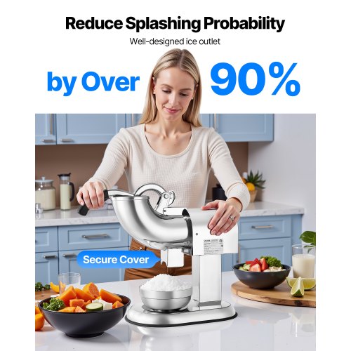 Ice Crusher Machine 440lbs Per Hour Electric 4 Blades Snow Cone Maker All