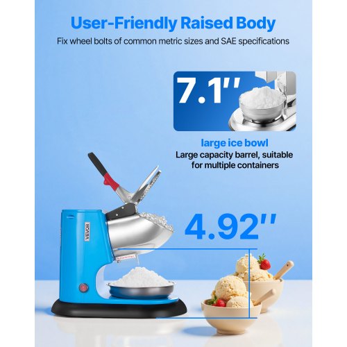 Ice Crusher Machine 220lbs Per Hour Electric 4 Blades Snow Cone Maker