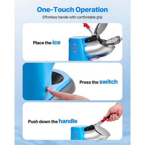 Ice Crusher Machine 220lbs Per Hour Electric 4 Blades Snow Cone Maker