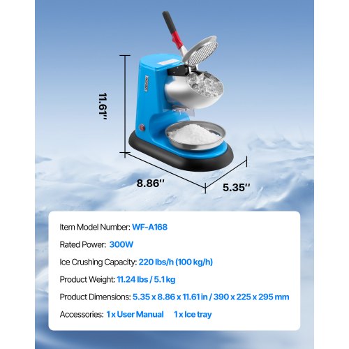 Ice Crusher Machine 220lbs Per Hour Electric 4 Blades Snow Cone Maker