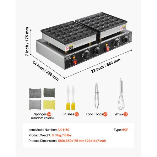 50PCS Mini Dutch Pancake Maker Nonstick Stainless Steel Dorayaki Baker