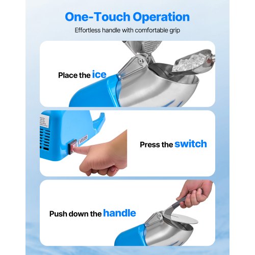 Ice Crusher Machine 286lbs Per Hour Electric 4 Blades Snow Cone Maker