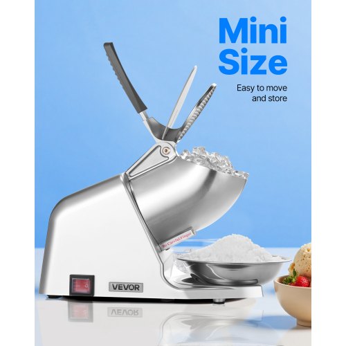 Ice Crusher Machine 143lbs Per Hour Electric 2 Blades Snow Cone Maker