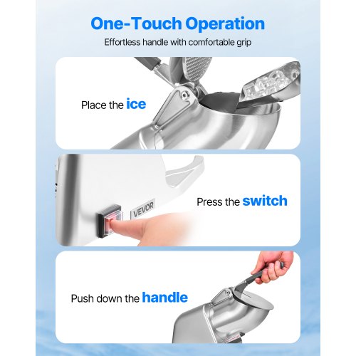 Ice Crusher Machine 143lbs Per Hour Electric 2 Blades Snow Cone Maker