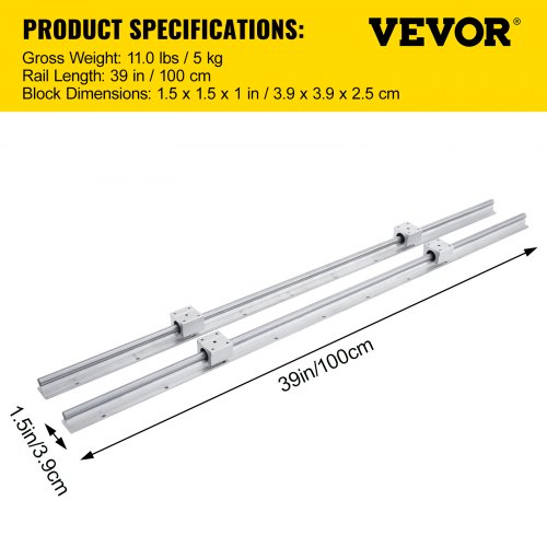 Linear Rail 2PCS SBR121000mm Linear Guide 2 PCS Linear Guide Rails 4 PCS