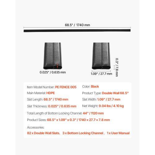 Bottom Locking Privacy Slats DoubleWall Vertical BottomLocking Slats