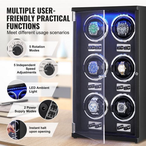 Watch Winder Watch Winder for 6 Mens and Womens Automatic Watches with 6