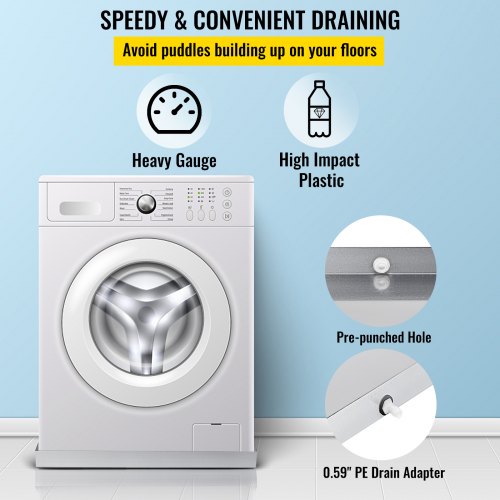 32 x 30 x 2.5 Inch Washing Machine Pan 18 GA Thickness 304 Stainless Steel