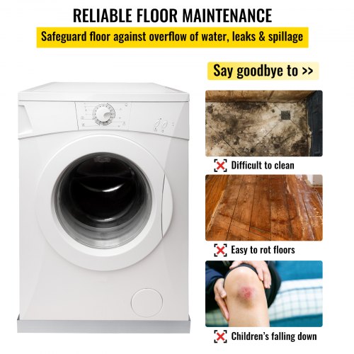 32 x 32 x 2.5 Inch Washing Machine Pan 18 GA Thickness 304 Stainless Steel