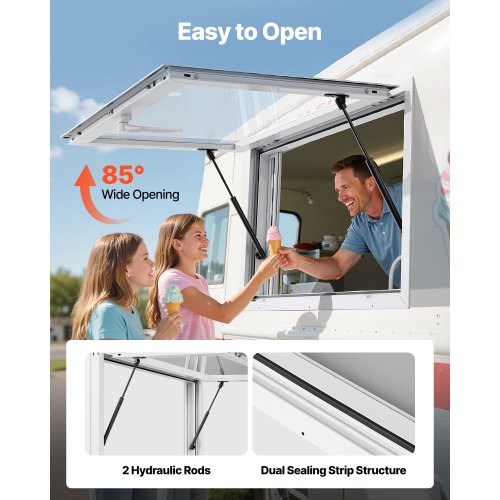 Concession Window 36x24 in Aluminum Alloy Service Window for Food Truck