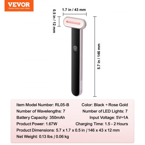 Red Light Therapy Wand for Face 7Color LED Facial Wand Red Light Therapy