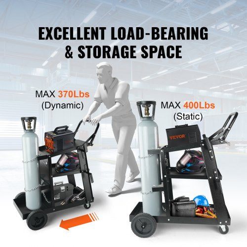 Welding Cart 3Tier Welder Cart Heavy Duty with 400 Lbs Weight Capacity