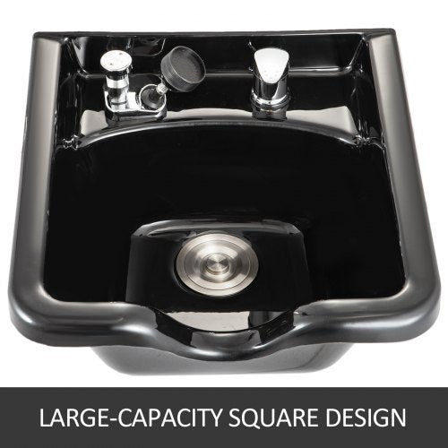 Shampoo Bowl Sink Black ABS Plastic Salon and Spa Hair Sink Beauty Salon