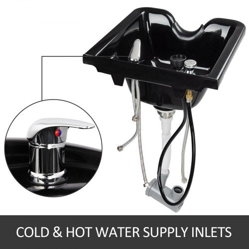 Shampoo Bowl Sink Black ABS Plastic Salon and Spa Hair Sink Beauty Salon