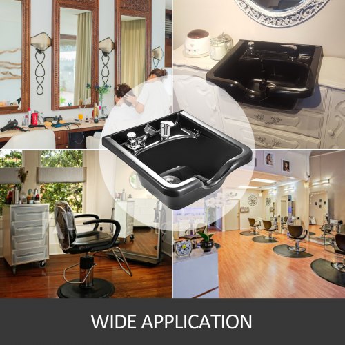 Shampoo Bowl Sink Black ABS Plastic Salon and Spa Hair Sink Beauty Salon