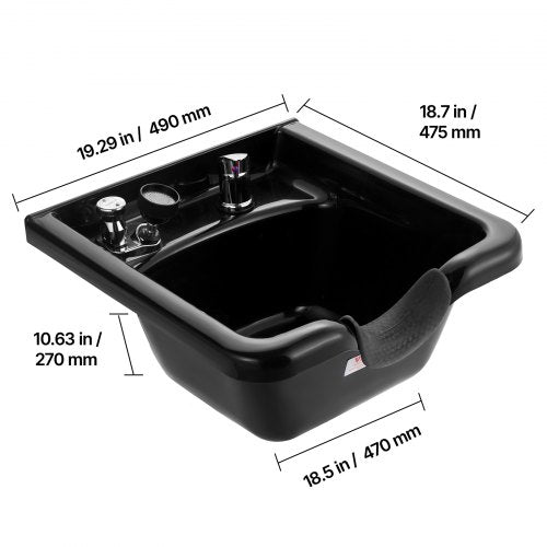 Shampoo Bowl Sink Black ABS Plastic Salon and Spa Hair Sink Beauty Salon