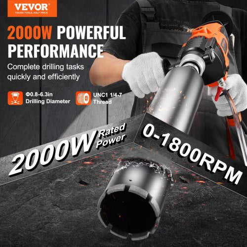 Core Drill Machine 0863in Drilling Diameter Handheld Diamond Core Drill