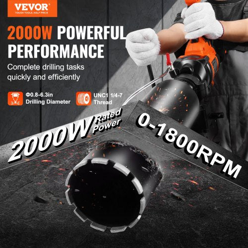 Core Drill Machine 0863in Drilling Diameter Handheld Diamond Core Drill