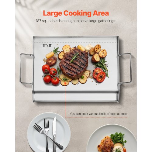 Stainless Steel Griddle 17x13 inch Universal Flat Top Rectangular Plate