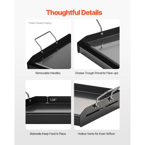 Carbon Steel Griddle 24x16 inch Universal Flat Top Rectangular Plate Gas