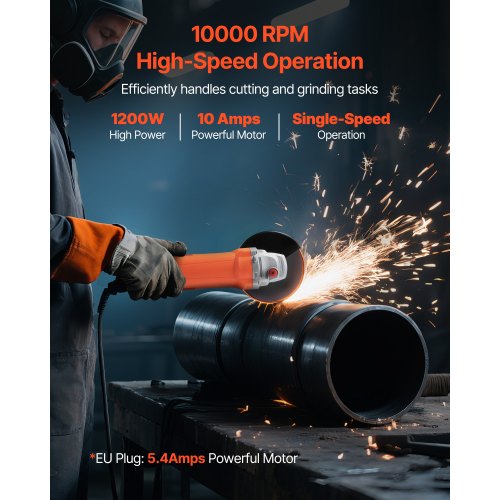 Angle Grinder 5 Electric Grinder Power Tool 10Amps 10000RPM HighSpeed
