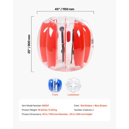 Inflatable Bumper Balls 2Pack 4FT12M Body Sumo Ball Durable Thick PVC