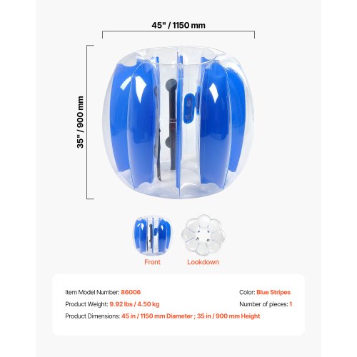 Inflatable Bumper Balls 1Pack 4FT12M Body Sumo Zorb Ball Durable Thick
