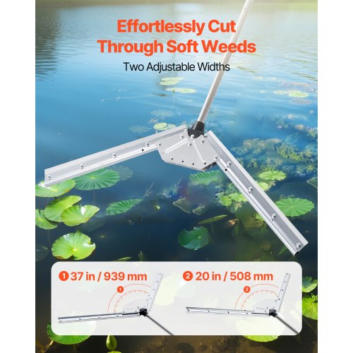 Lake Weed Cutter Pond Aquatic Plant Cutting Tool with 37 in Max Cut Width