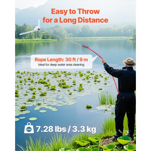 Lake Weed Cutter Pond Aquatic Plant Cutting Tool with 37 in Max Cut Width