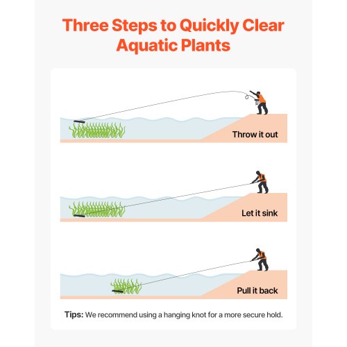 32 in Aquatic Weed Rake 6.3 in Double Sided Lake Weed Rake Lightweight