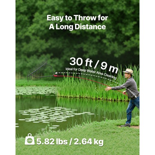 24 in Aquatic Weed Rake 8.7 in Double Sided Lake Weed Rake Pond Weeds