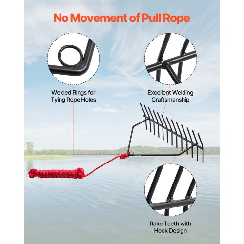 24 in Aquatic Weed Rake 8.7 in Double Sided Lake Weed Rake Pond Weeds