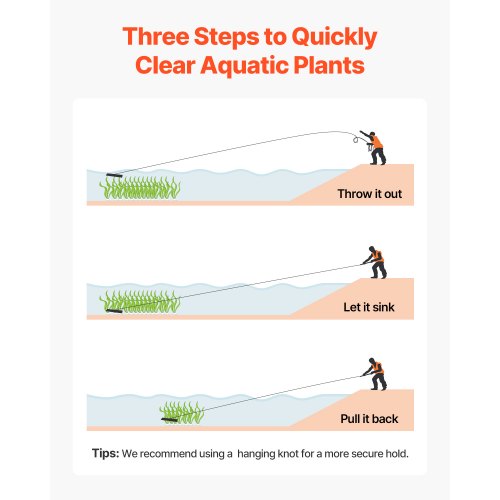 24 in Aquatic Weed Rake 8.7 in Double Sided Lake Weed Rake Pond Weeds