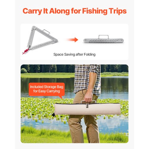 24in Aquatic Weed Rake 3Sided Lake Weed Rake with Handle Portable and Foldable