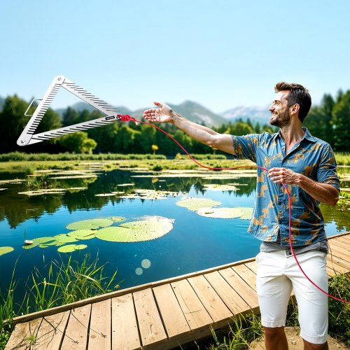 24in Aquatic Weed Rake 3Sided Lake Weed Rake with Handle Portable and Foldable