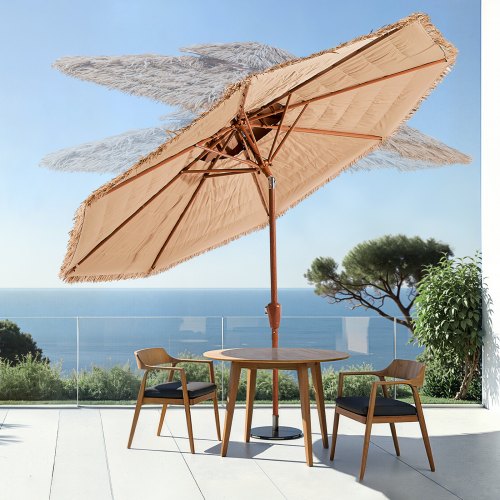 Tiki Umbrella 9 ft Thatched Patio Umbrella with Tilt 2Tier Hawaiian Style