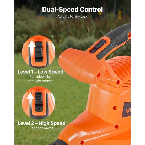 Electric Leaf Blower 12 Amp 250 MPH 400 CFM 3 in 1 Handheld Blower