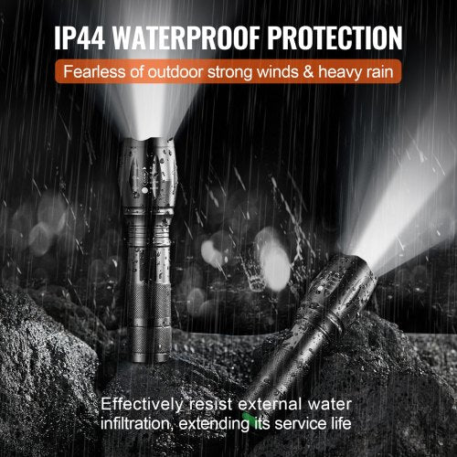 2 Pack Flashlights Torch 2000 High Lumens 5 Modes Adjustable Focus