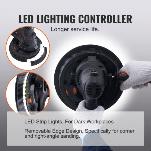 Drywall Sander 800W Brush Motor 12002300RPM Variable Speed Auto Vacuum