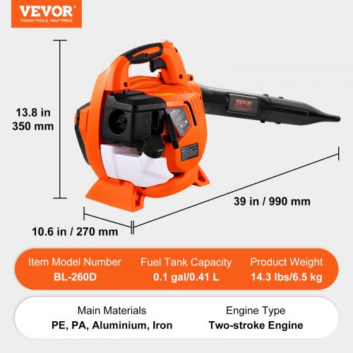 Leaf Blower 26CC 2Cycle Handheld Leaf Blower with A Fuel Tank 2in1