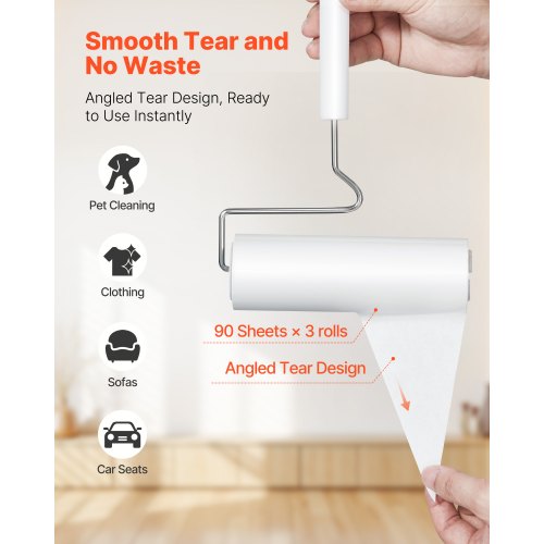 Sticky Lint Roller 3 Pack Large Pet Hair Rollers Remover Set 270 Sheets